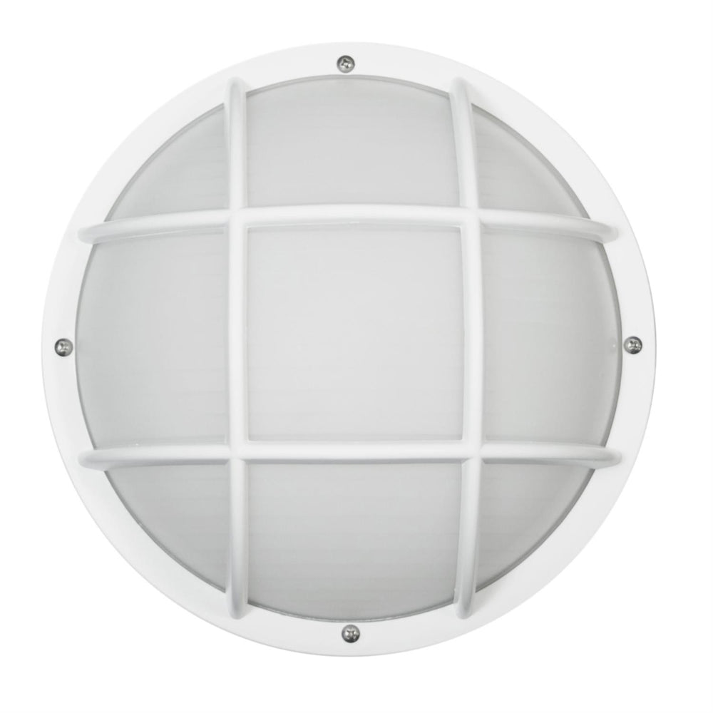 Decorative Outdoor LED Eurostyle Grid Fixture, White Finish, Frosted Lens