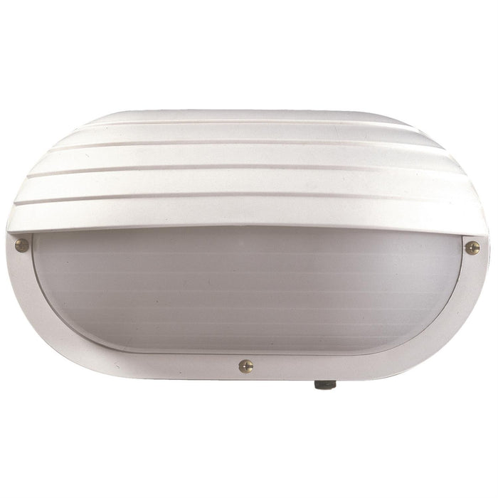 Sunlite Decorative Outdoor Eurostyle Oblong Hooded Fixture, White Finish, Frosted Lens