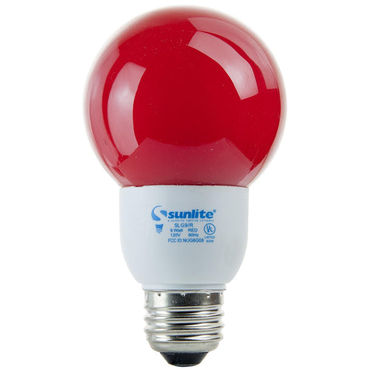 Sunlite 9 Watt Colored Globe, Medium Base, Red