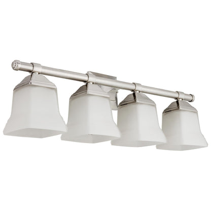 Sunlite 46064-SU Vanity Fixture Four Light 25 Inch, Bell Shaped Frosted Glass, Brushed Nickel Finish
