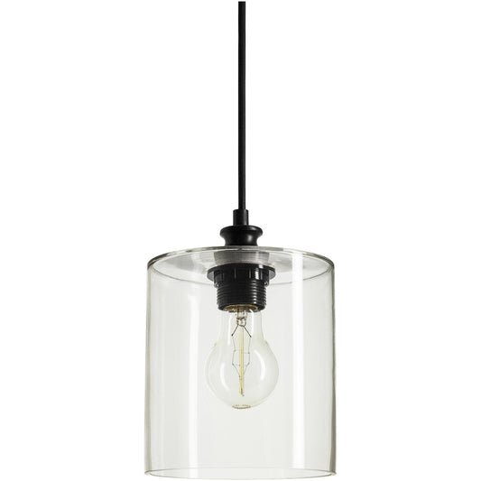 Sunlite Cylinder Glass Collection Pendant Vintage Antique Style Fixture, Clear Glass