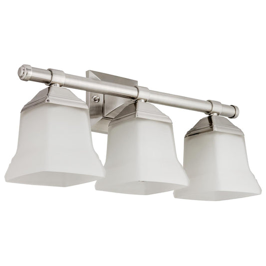 Sunlite 46063-SU Vanity Fixture Three Light 20 Inch, Bell Shaped Frosted Glass, Brushed Nickel Finish