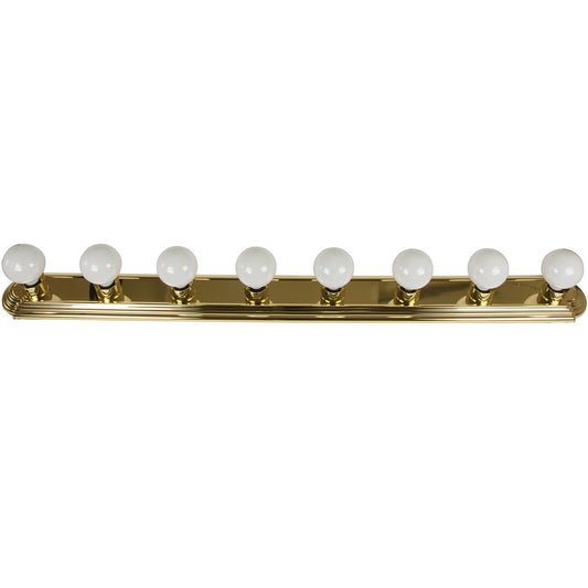 Sunlite 8 Lamp Vanity Globe Style Fixture, Polished Brass Finish