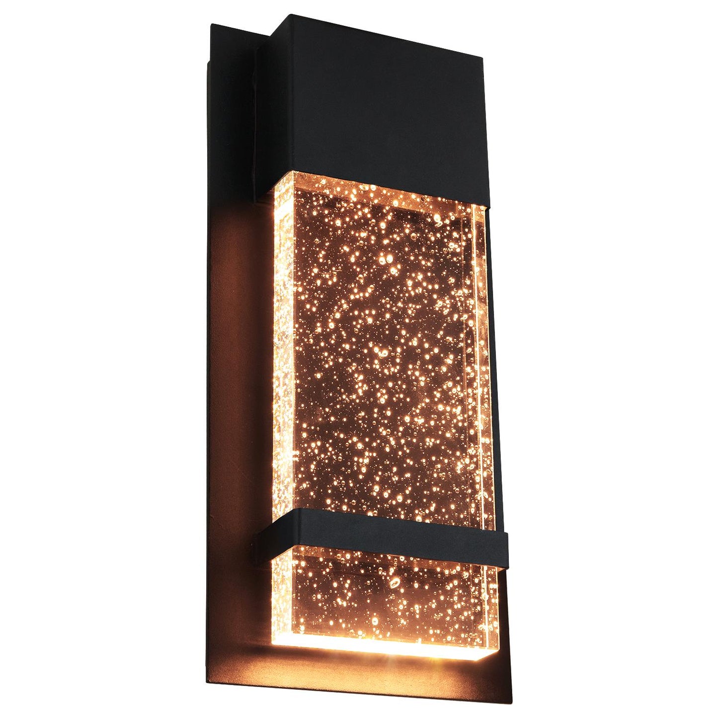 Sunlite LED Wall Sconce, Black Metal Frame with Raindrop Effect Glass Panel,  6.5" Wide, 3000K Warm White, Indoor & Outdoor, ADA Compliant