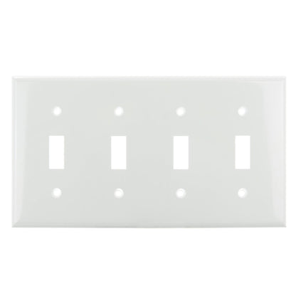 Sunlite E104/W 4 Gang Toggle Switch Plate, White