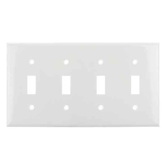 Sunlite E104/W 4 Gang Toggle Switch Plate, White