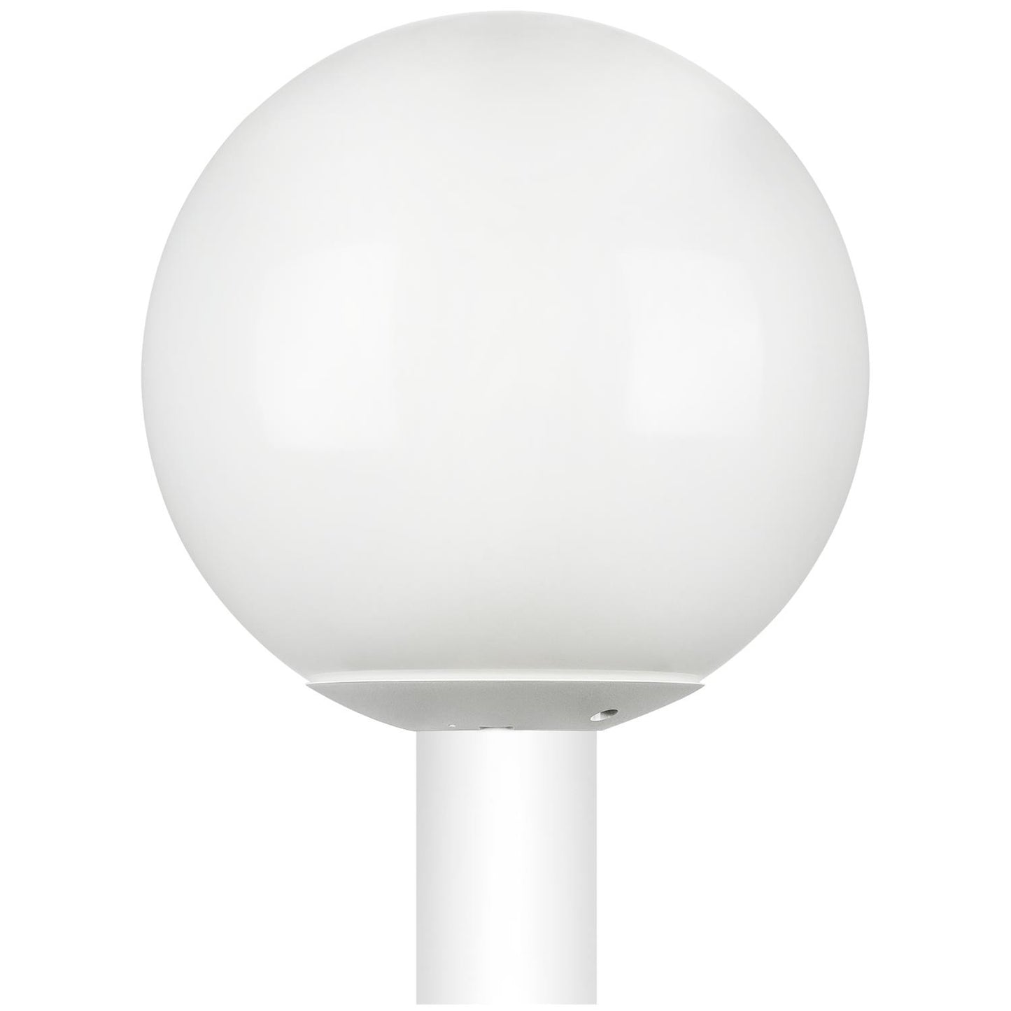 Sunlite 12" Decorative Outdoor Neckless Globe Polycarbonate Post Fixture, White Finish, White Lens, 3" Post Mount (not included)