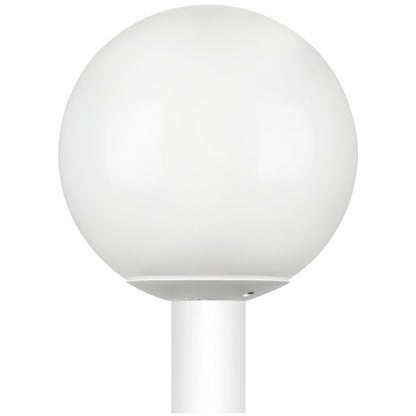 Sunlite 12" Decorative Outdoor Neckless Globe Polycarbonate Post Fixture, White Finish, White Lens, 3" Post Mount (not included)