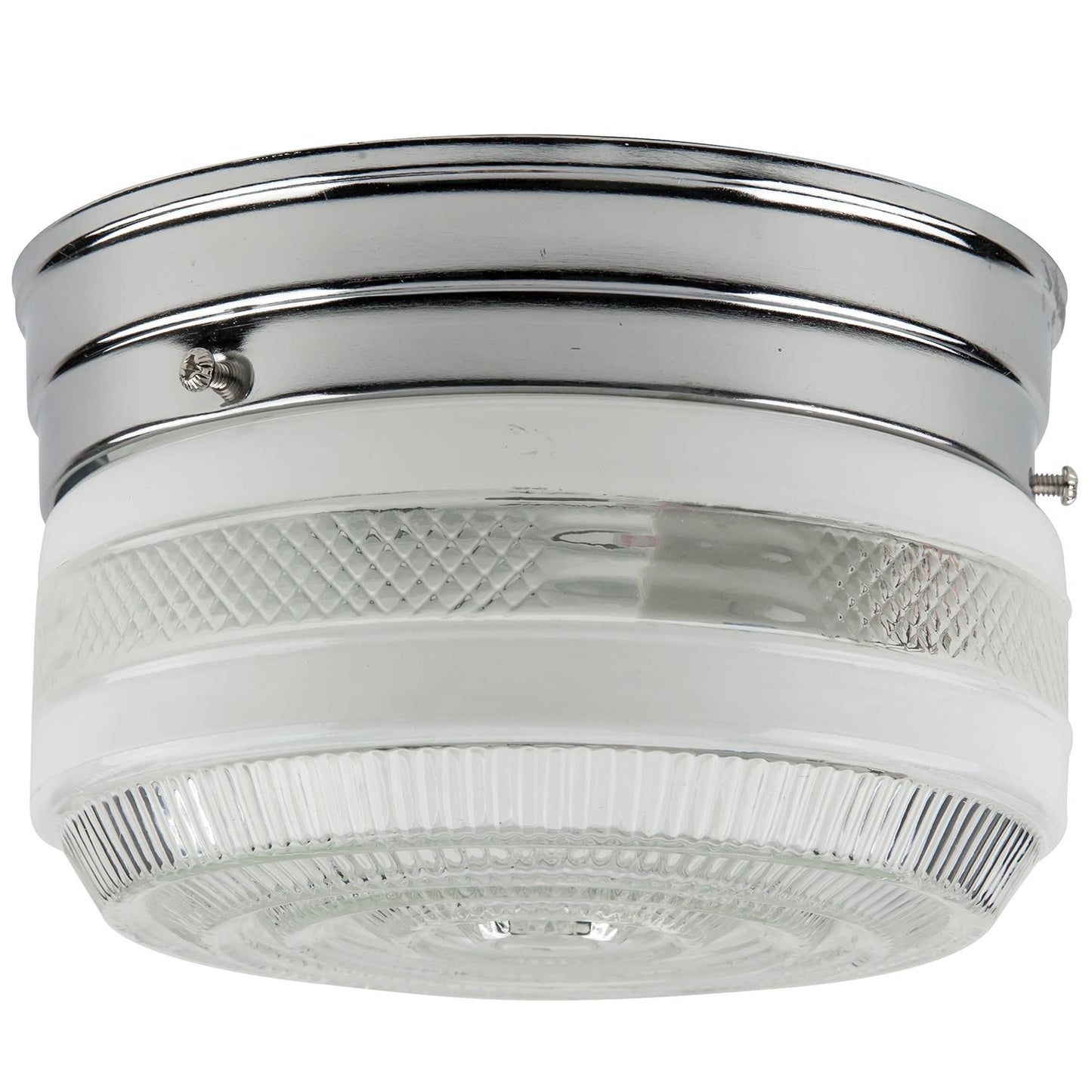 Sunlite 6" Drum Ceiling Fixture, Chrome Finish, Semi-Frosted Glass