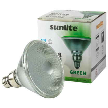 Sunlite LED PAR38 Colored Reflector 6W Light Bulb Medium (E26) Base, Green