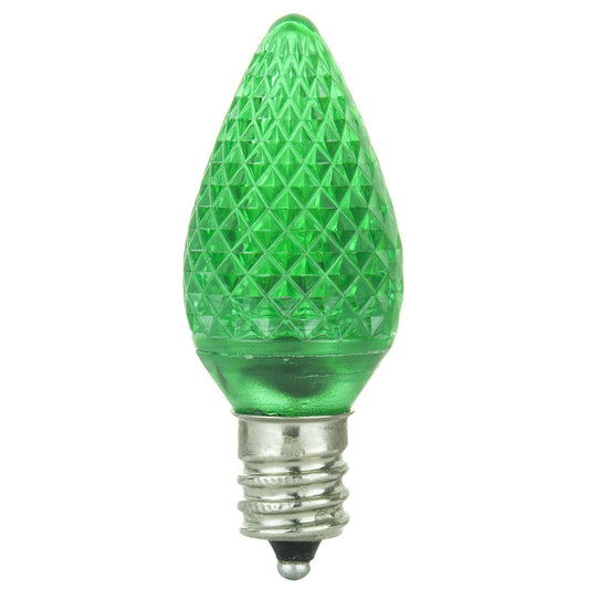 Sunlite 80701 LED C7 Holiday Decorative Light Bulb, 0.4 Watts, E12 Candelabra Base, Faceted Christmas-Lights; Nightlight, Green