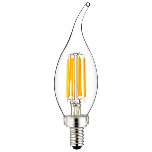 Sunlite 80662-SU LED Filament Chandelier Light Bulb with Flame Tip, 5 Watts  (60W Equivalent), Candelabra Base (E12), Clear, Dimmable, UL Listed, 27K - Warm White 1 Pack