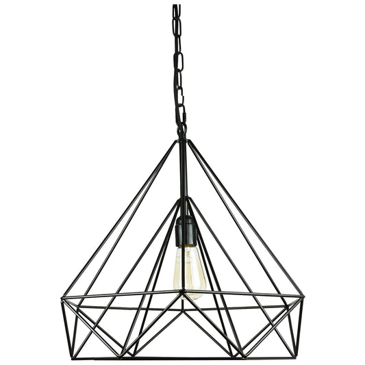 Sunlite Diamond Pendant Vintage Antique Style Fixture, Matte Black Finish