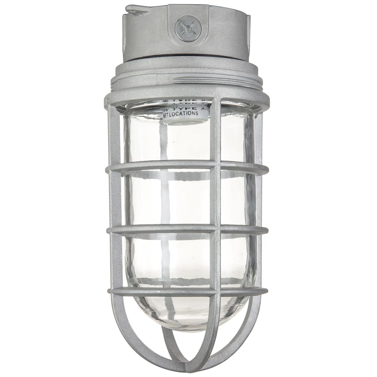 Sunlite Ceiling Mount Vaporproof Industrial Fixture, Metallic Finish, Clear Glass, 1/2 Piping