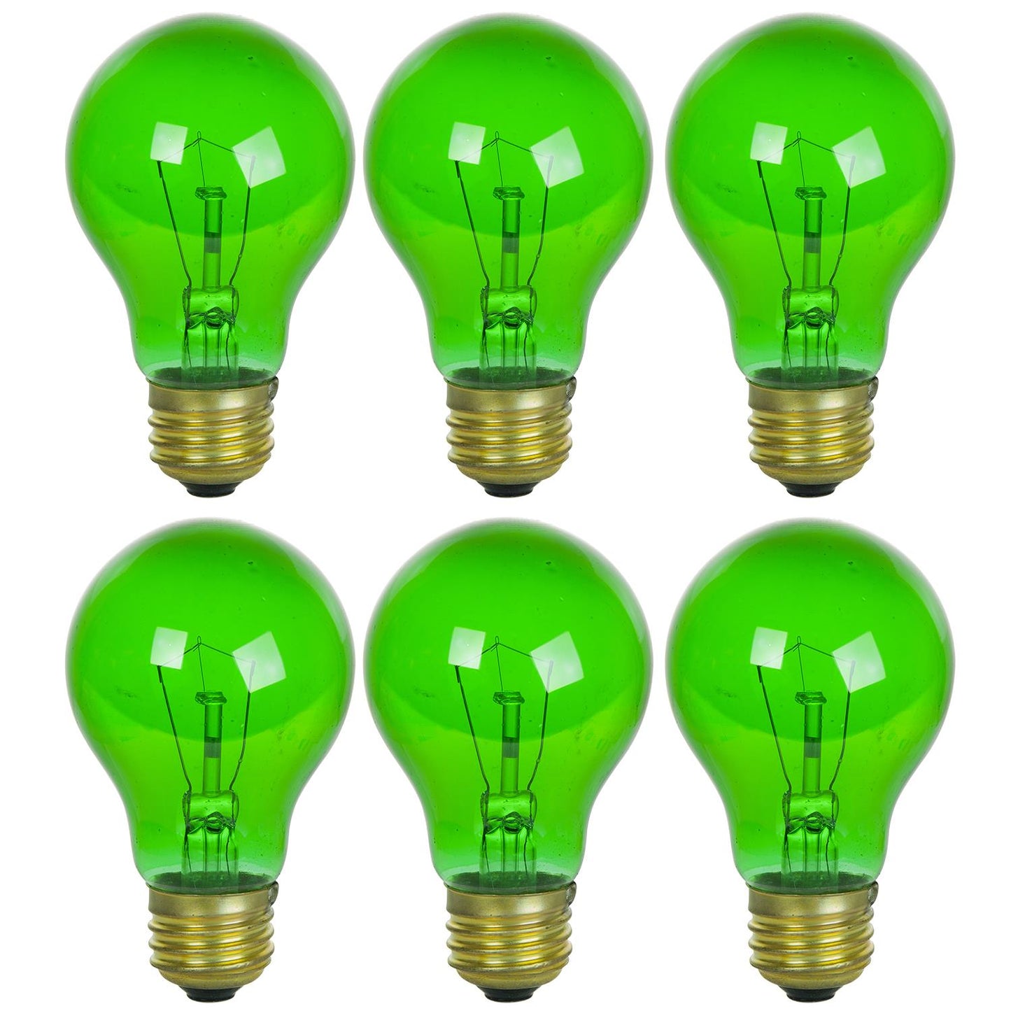 6 Pack of Sunlite 25 watt Transparent Green Colored Incandescent Light Bulb - Parties, Decorative, and Holiday 2,000 Average Life Hours