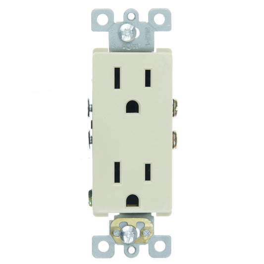 Sunlite E526/CD1 15A Decorative Duplex Receptacle, Ivory