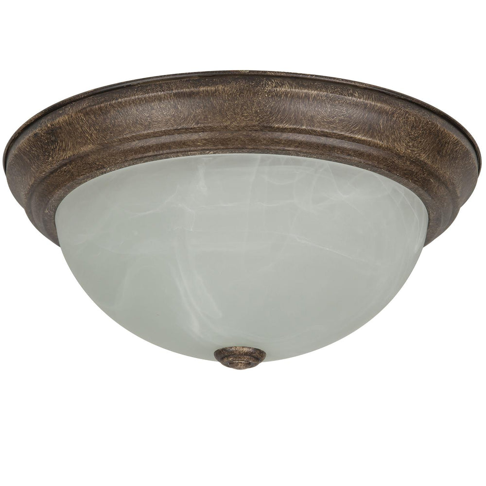 Sunlite 13" Decorative Dome Ceiling Fixture, Distressed Brown Finish, Alabaster Glass