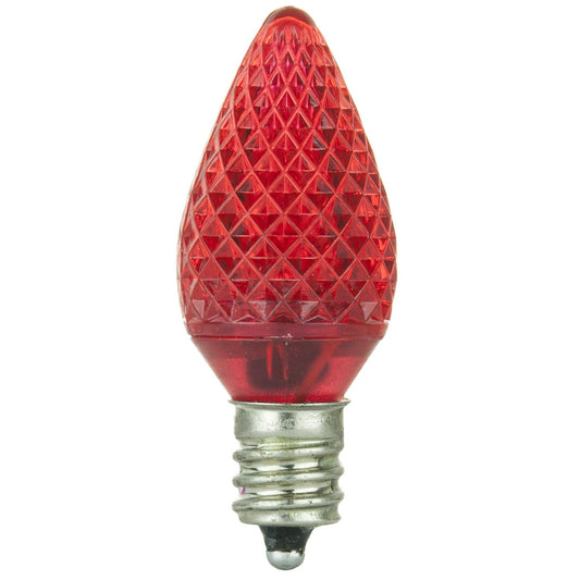 Sunlite 80702 LED C7 Holiday Decorative Light Bulb, 0.4 Watts, E12 Candelabra Base, Faceted Christmas-Lights; Nightlight, Red