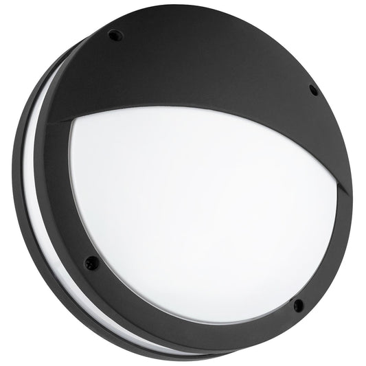 Sunlite 11" Round LED Decorative Outdoor Wall Fixture, 20 Watt, 120 Volt, Dimmable, 1000 Lumens, Wall Mount, Textured Black Finish, White Acrylic Lens, 50,000 Hour Life Span, ETL Listed, 3000K Warm White