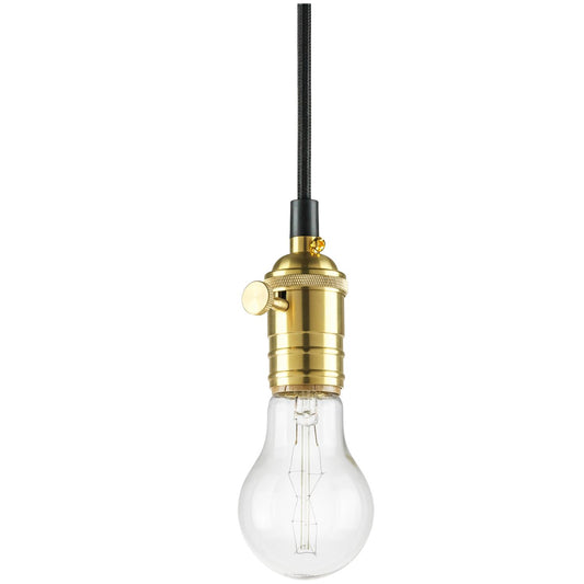 Sunlite Hanging Pendant Vintage Style Fixture, Brass Socket Finish, 42" braided cord