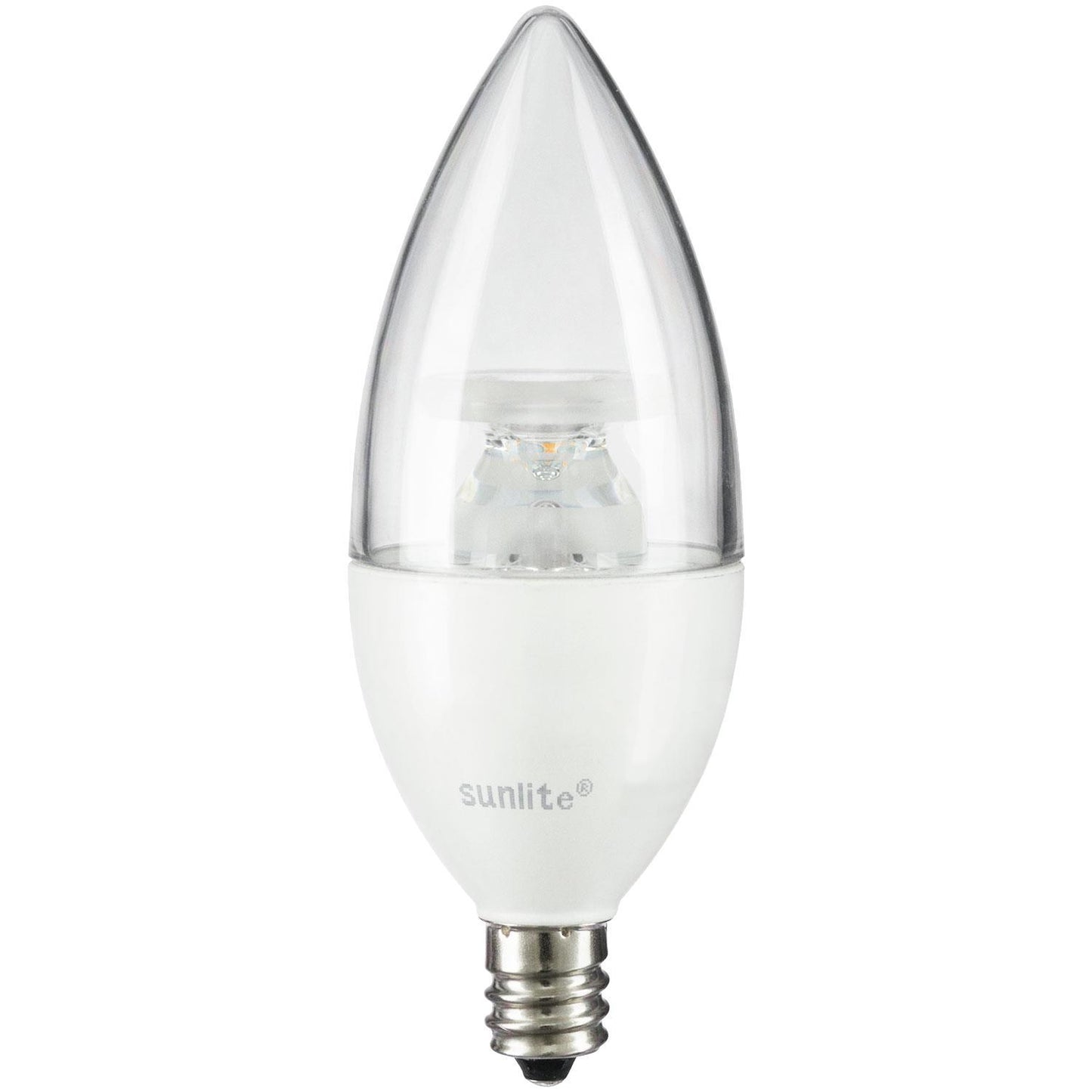 Sunlite LED 4.5 Watt C12 Lamp 3000K Warm White, Candelabra Base (E12), 90 CRI, Energy Star, ETL Listed, Dimmable - 6 Pack