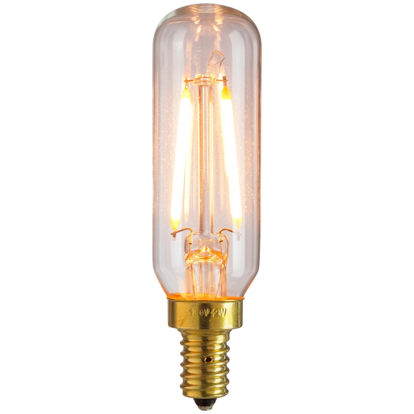 Sunlite T6/LED/AQ/2W/E12/D/CL/27K/85MM LED 2W (15W Equivalent) Clear Filament Styled T6 Decorative Tubular Light Bulbs, Dimmable 2700K Warm White Light, Candelabra (E12) Base