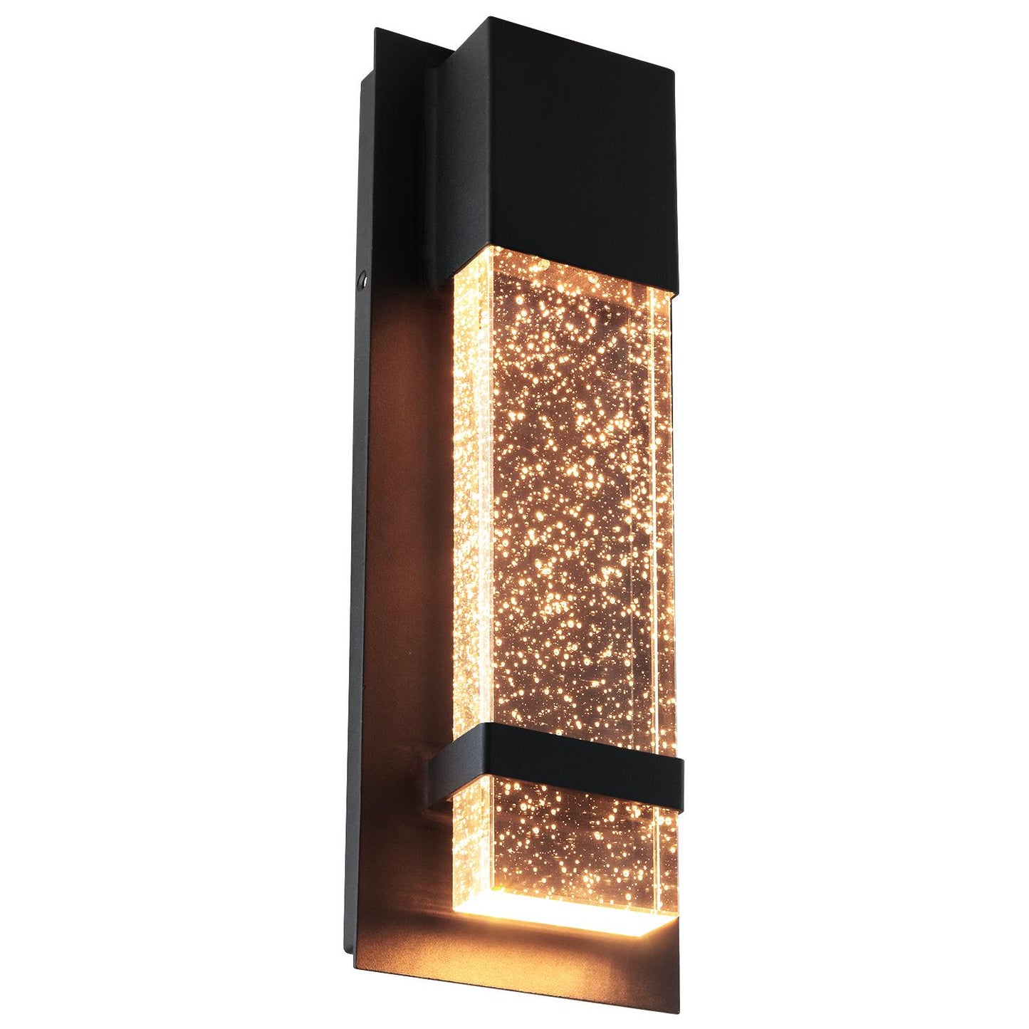 Sunlite LED Wall Sconce, Black Metal Frame with Raindrop Effect Glass Panel,  4.75" Wide, 5000K Super White, Indoor & Outdoor, ADA Compliant