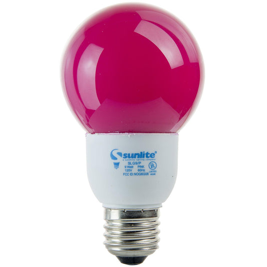 Sunlite 9 Watt Colored Globe, Medium Base, Pink