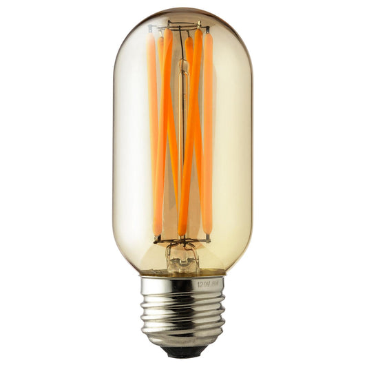 Sunlite T14/LED/AQ/6W/22K/AMBER/107MM LED Antique T14 6W (60W Equivalent) Light Bulb Medium (E26) Base, 2200K Warm White