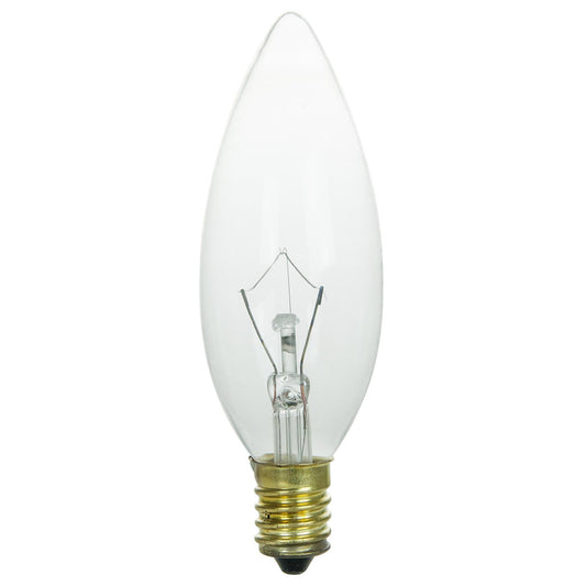 Sunlite 25 Watt Torpedo Tip Chandelier , European Base, Clear