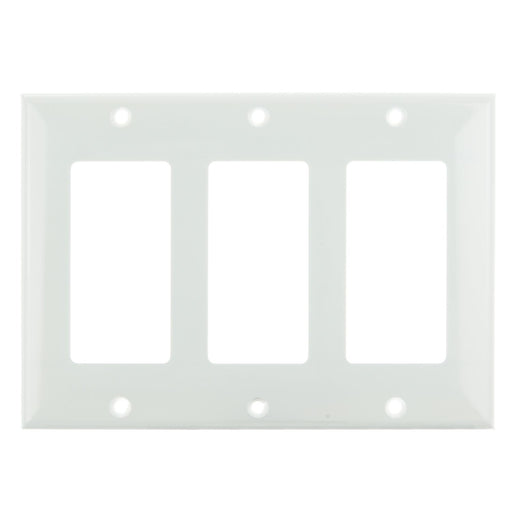 Sunlite E303/W 3 Gang Decorative Switch and Receptacle Plate, White