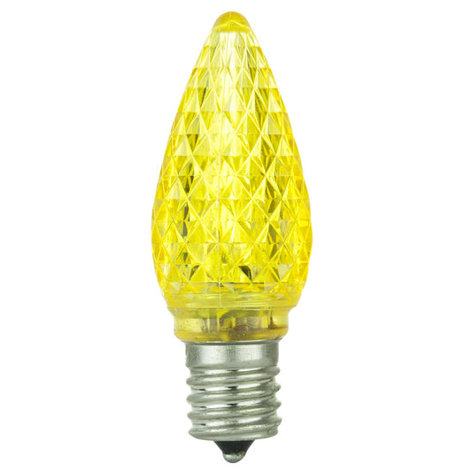 Sunlite 80709 LED C9, Holiday Decorative Light Bulb, 0.4 Watts, E17 Intermediate Base, Faceted Christmas-Lights; Nightlight, Yellow