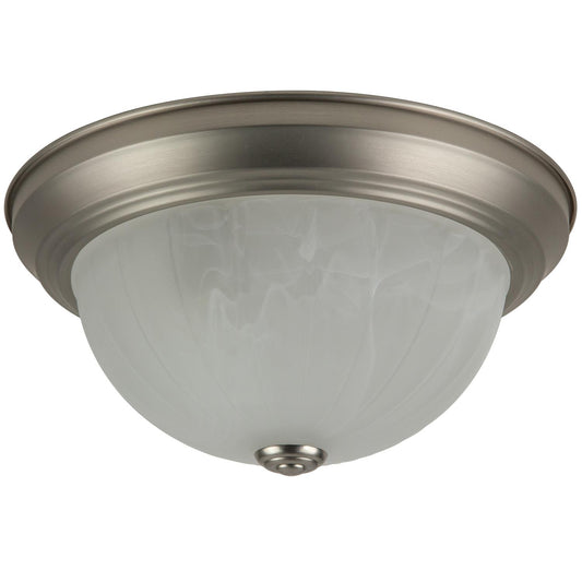 Sunlite 11" Decorative Dome Ceiling Fixture, Brushed Nickel Finish, Alabaster Glass