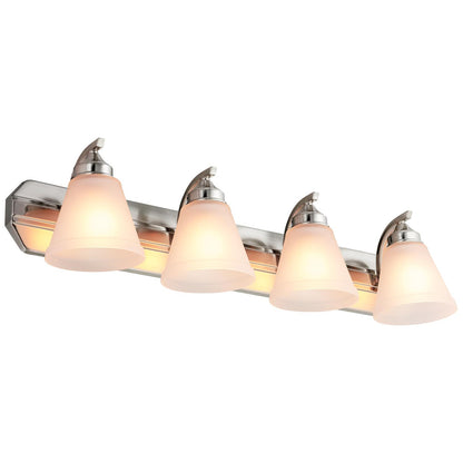 Sunlite 45058-SU Vanity Fixture Four Light 30 Inch, Bell Shaped Frosted Glass , Brushed Nickel Finish