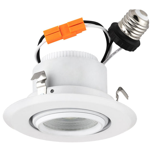 Sunlite Dimmable LED 4-Inch Round Retrofit Gimbal Recessed Downlight, Can Lighting Replacement, Directional Swivel, Indoor & Outdoor, Medium (E26) Base, 10 Watt (75 Watt Equivalent), Emits 3000K Warm White Light