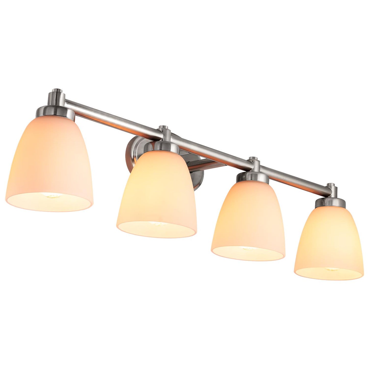 Sunlite 45060-SU Vanity Fixture Four Light 34 Inch Bar, Bell Shaped Forsted Glass , Brushed Nickel Finish