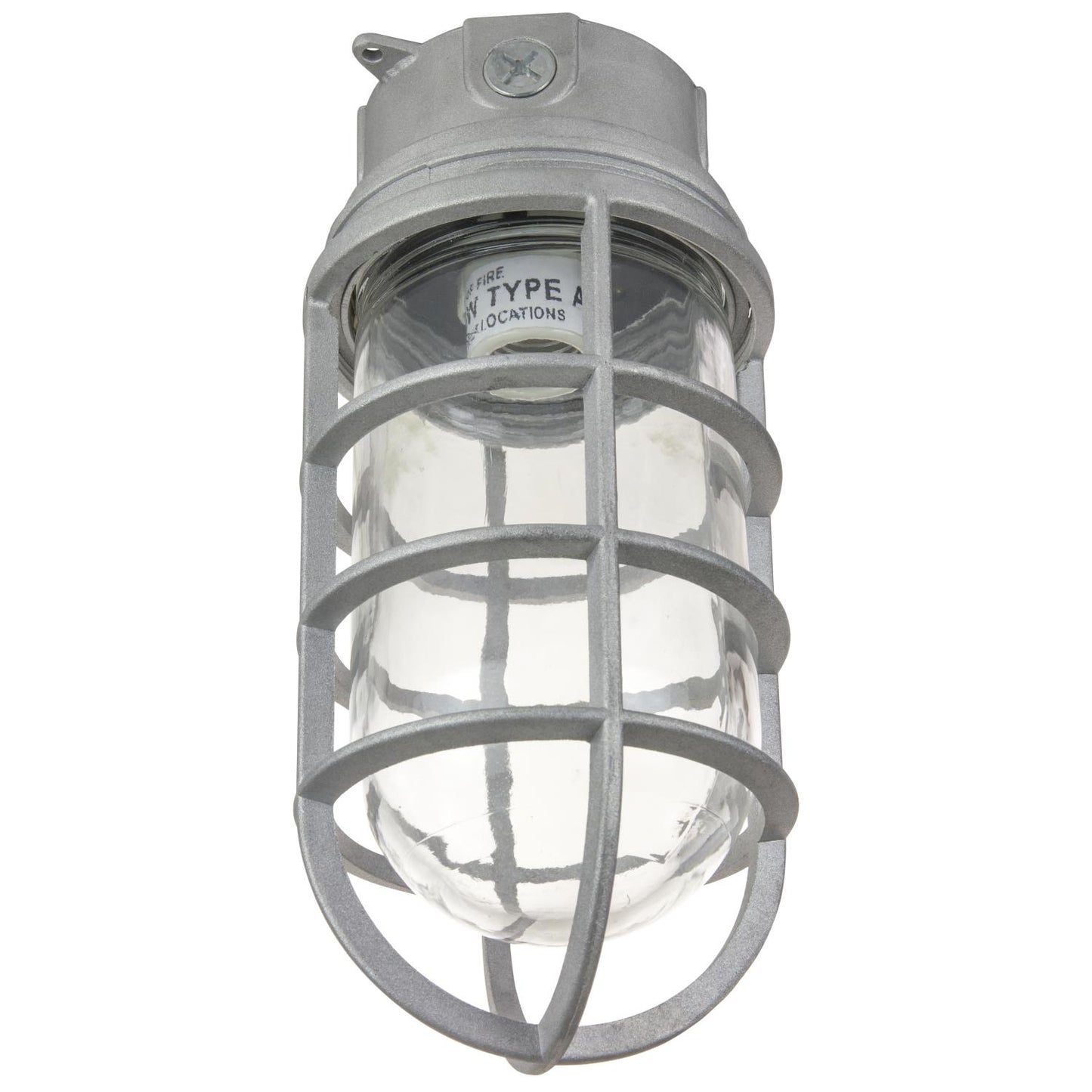 Sunlite Ceiling Mount Vaporproof Industrial Fixture, Metallic Finish, Clear Glass, 1/2 Piping