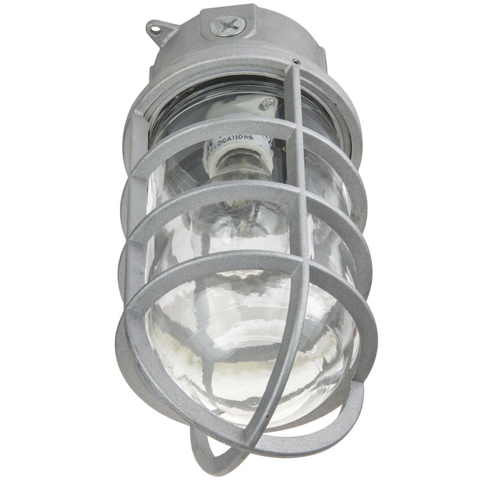 Sunlite Ceiling Mount Vaporproof Industrial Fixture, Metallic Finish, Clear Glass, 1/2 Piping