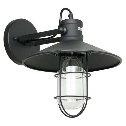 Sunlite Canopy Cage Wall Sconce Vintage Antique Style Fixture, Matte Black Finish