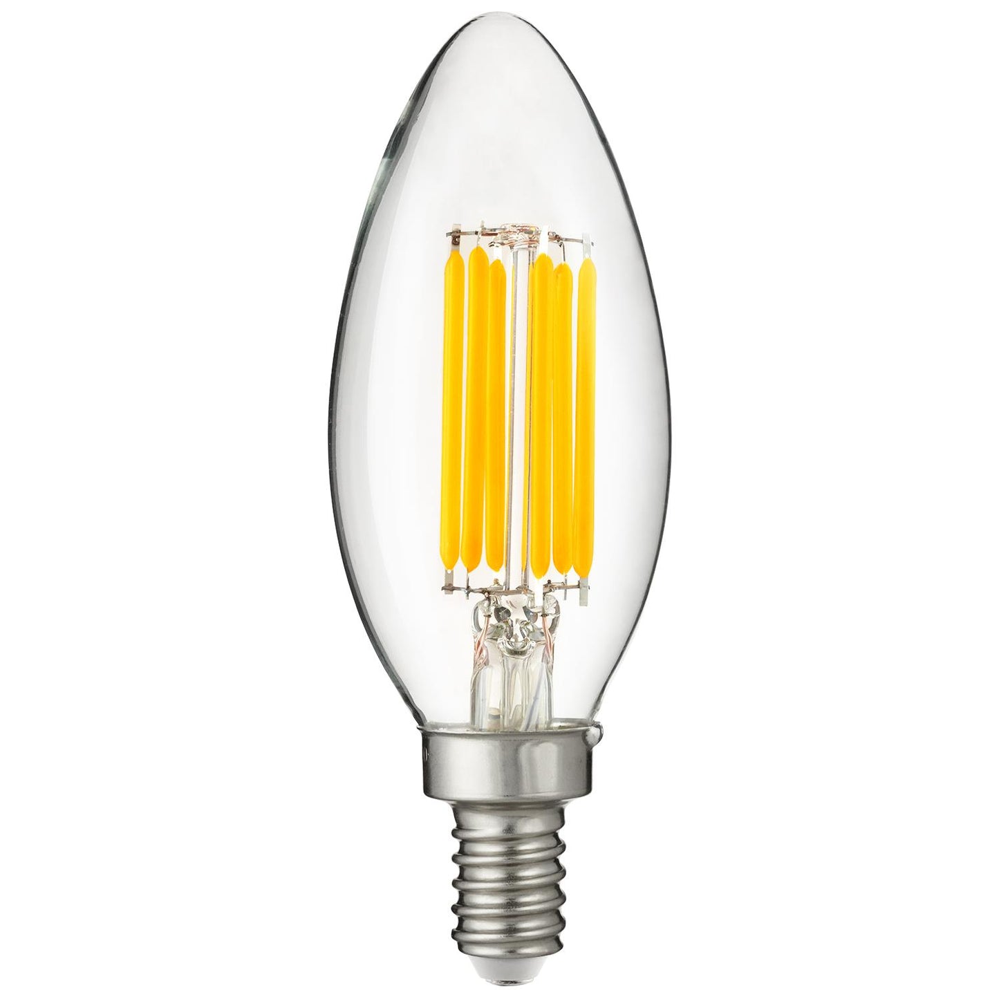 Sunlite 81111-SU LED Filament Chandelier Bulb with Torpedo Tip, 5 Watts (60W Equivalent), Candelabra Base (E12), Clear, Dimmable, 50K - Super White 1 Pack