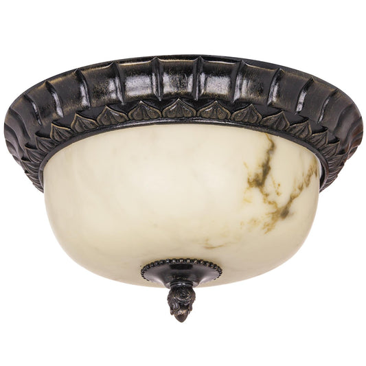 Sunlite Decorative Dome Ceiling Fixture, Weathered Bronze Finish, Alabaster Glass