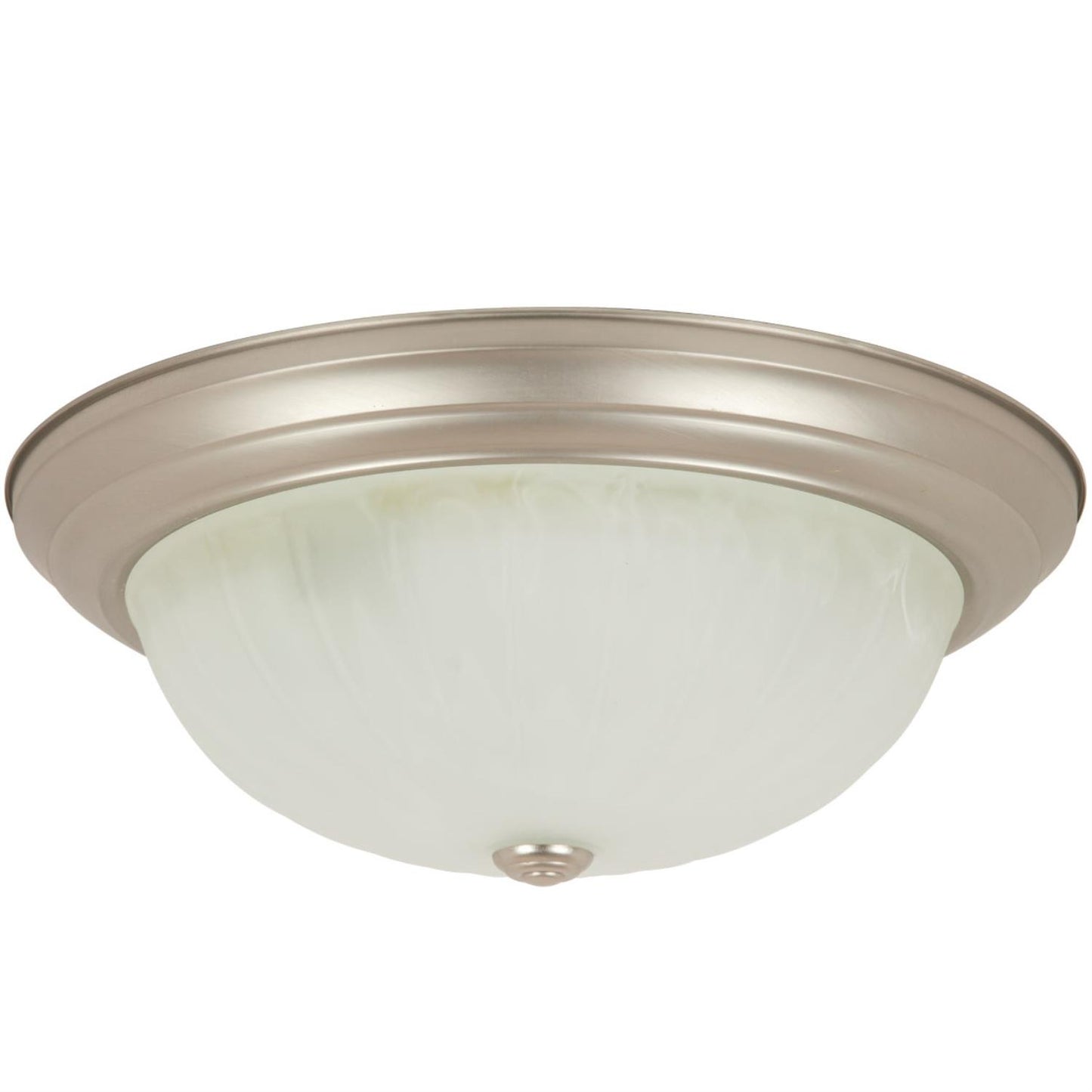 Sunlite 13" Decorative Dome Ceiling Fixture, Brushed Nickel Finish, Alabaster Glass