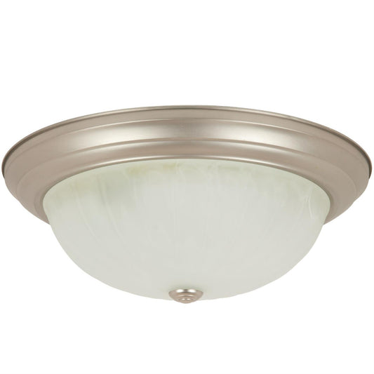 Sunlite 13" Decorative Dome Ceiling Fixture, Brushed Nickel Finish, Alabaster Glass