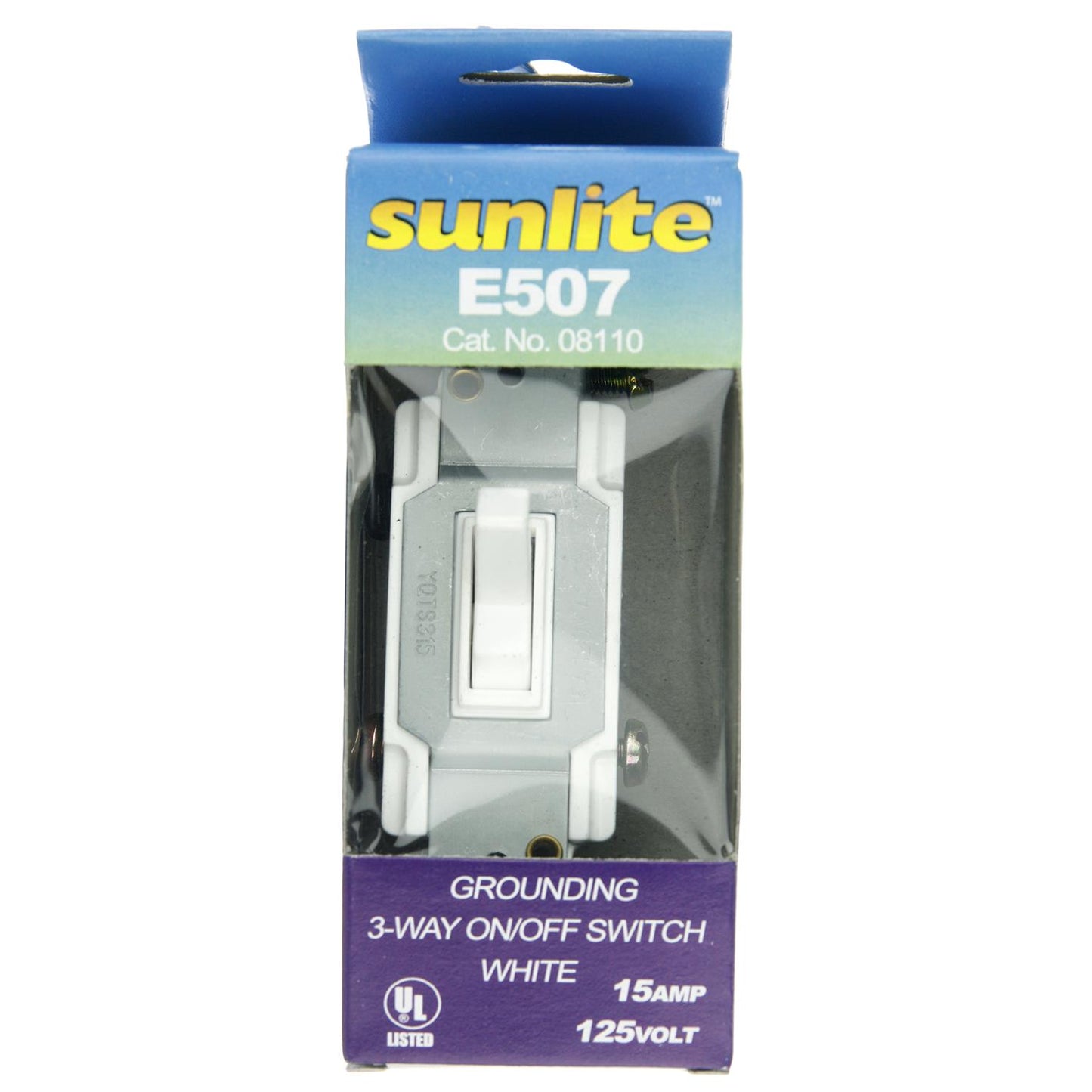 Sunlite E507 3 Way Grounded Toggle Switch, White