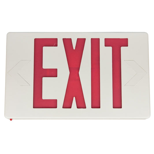 Sunlite Surface Mount Exit Light, White Plastic Housing, Single Faced White Plate, Red Letters, Emergency Backup Battery