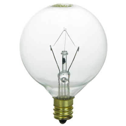 Sunlite 40 Watt G16.5 Globe, Candelabra Base, Clear