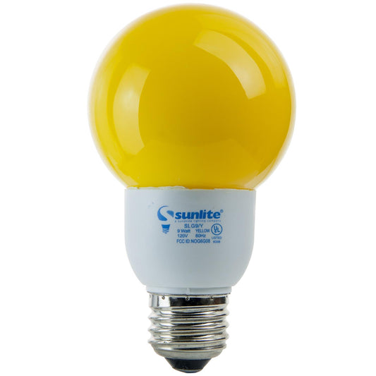 Sunlite 9 Watt Colored Globe, Medium Base, Yellow