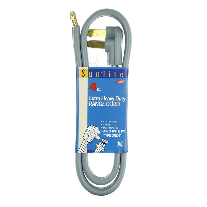 Sunlite EX4/R/50A Range 4-Feet Extension Cord, Grey