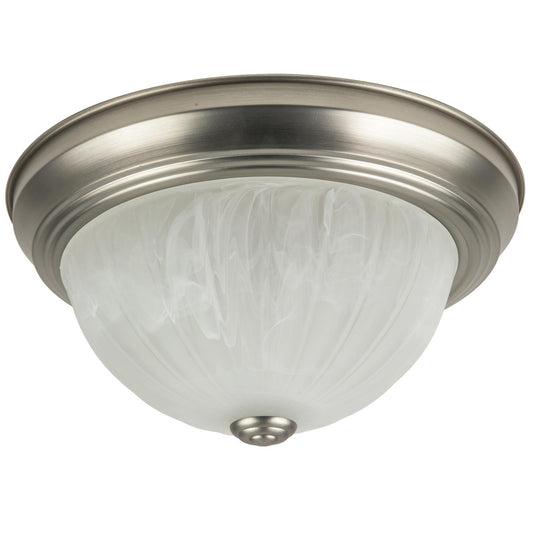 Sunlite 11" Energy Saving Dome Fixture, Brushed Nickel Finish, Alabaster Glass