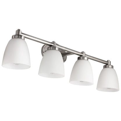 Sunlite 45060-SU Vanity Fixture Four Light 34 Inch Bar, Bell Shaped Forsted Glass , Brushed Nickel Finish
